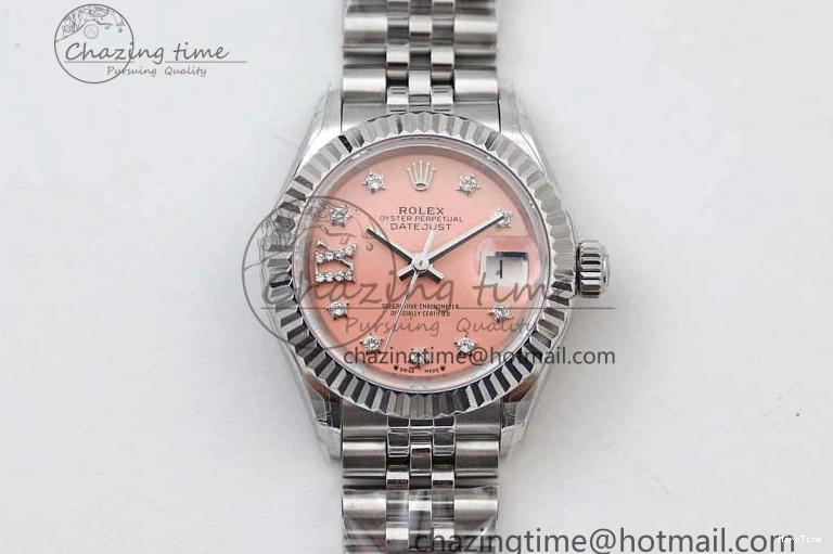 MiroTime 0404 HighPerformance Lady DateJust 28 SS TWF 1:1 Best Edition 904L Steel Pink Dial Diam Markers on President Bracelet NH 2179